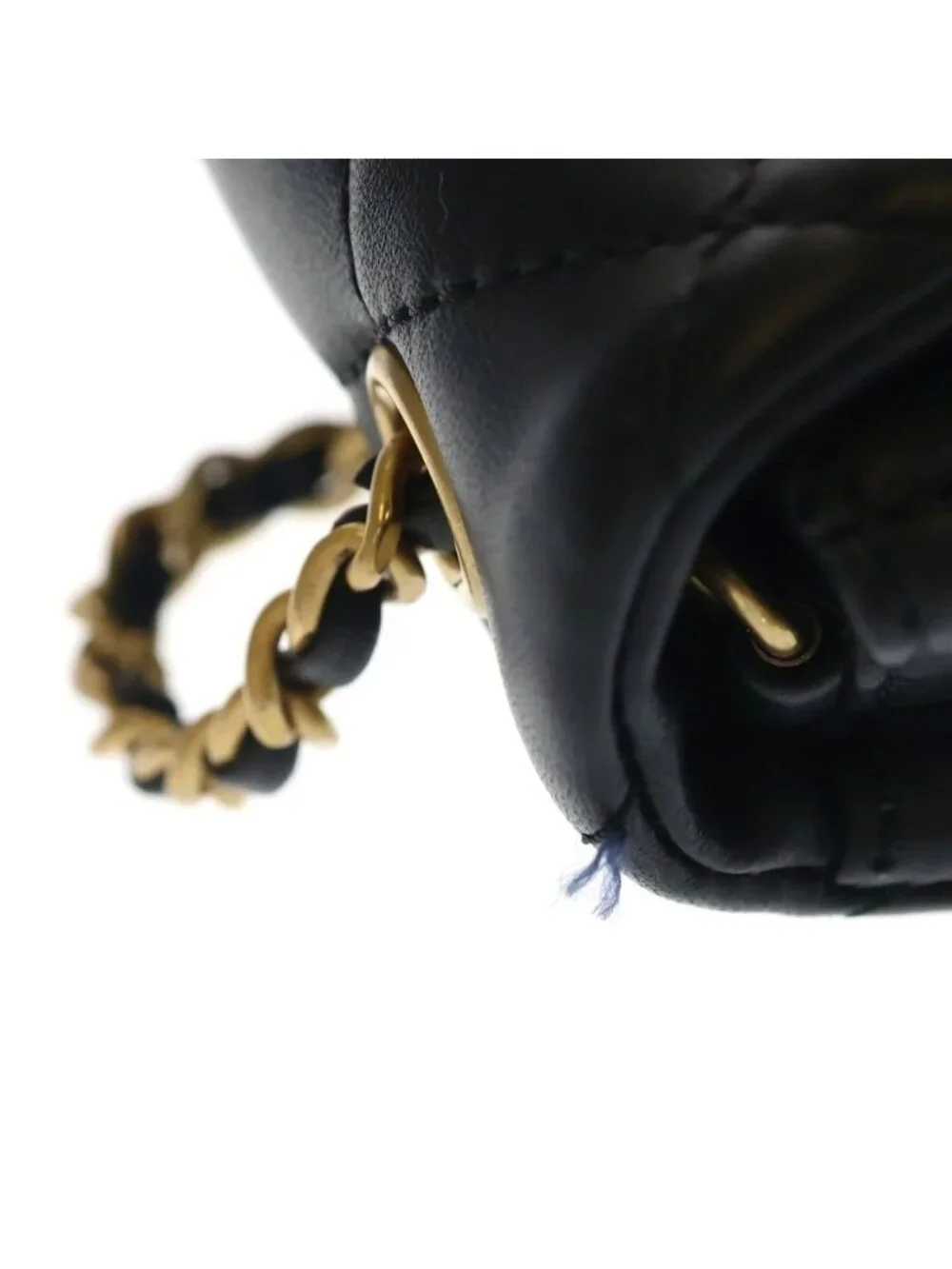 Chanel Mini Quilted CC Logo Heart Charm Chain Shoulder Gold Lambskin Black